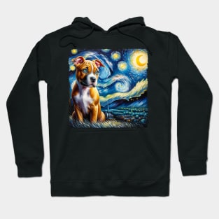 Starry American Staffordshire Terrier Portrait - Dog Portrait Hoodie